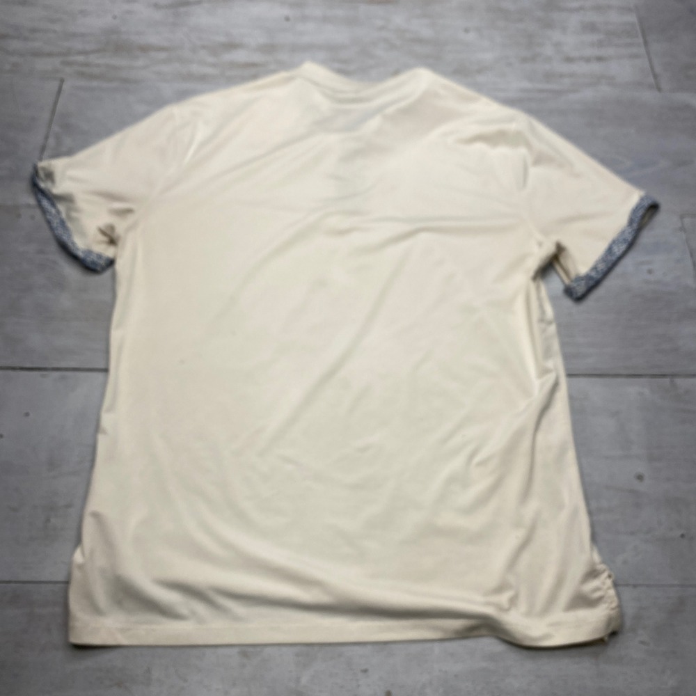 Mantra Henley Shirt Mens L Cream Recycled Stretch Band Collar Short Sleeve Polo - Picture 5 of 8